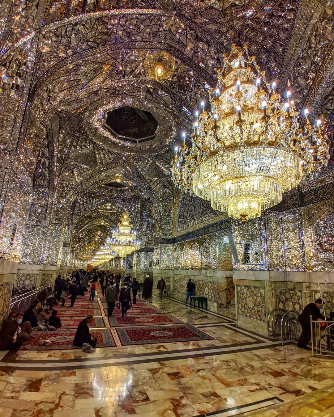 Āyineh-kāri (mirror work) in the Shrine of Imam Reza, Mashhad.